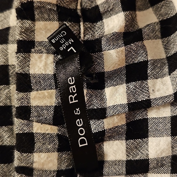 DOE & RAE Black Check Lace Tassel Off Shoulder Bardot Blouse Large - Picture 6 of 9